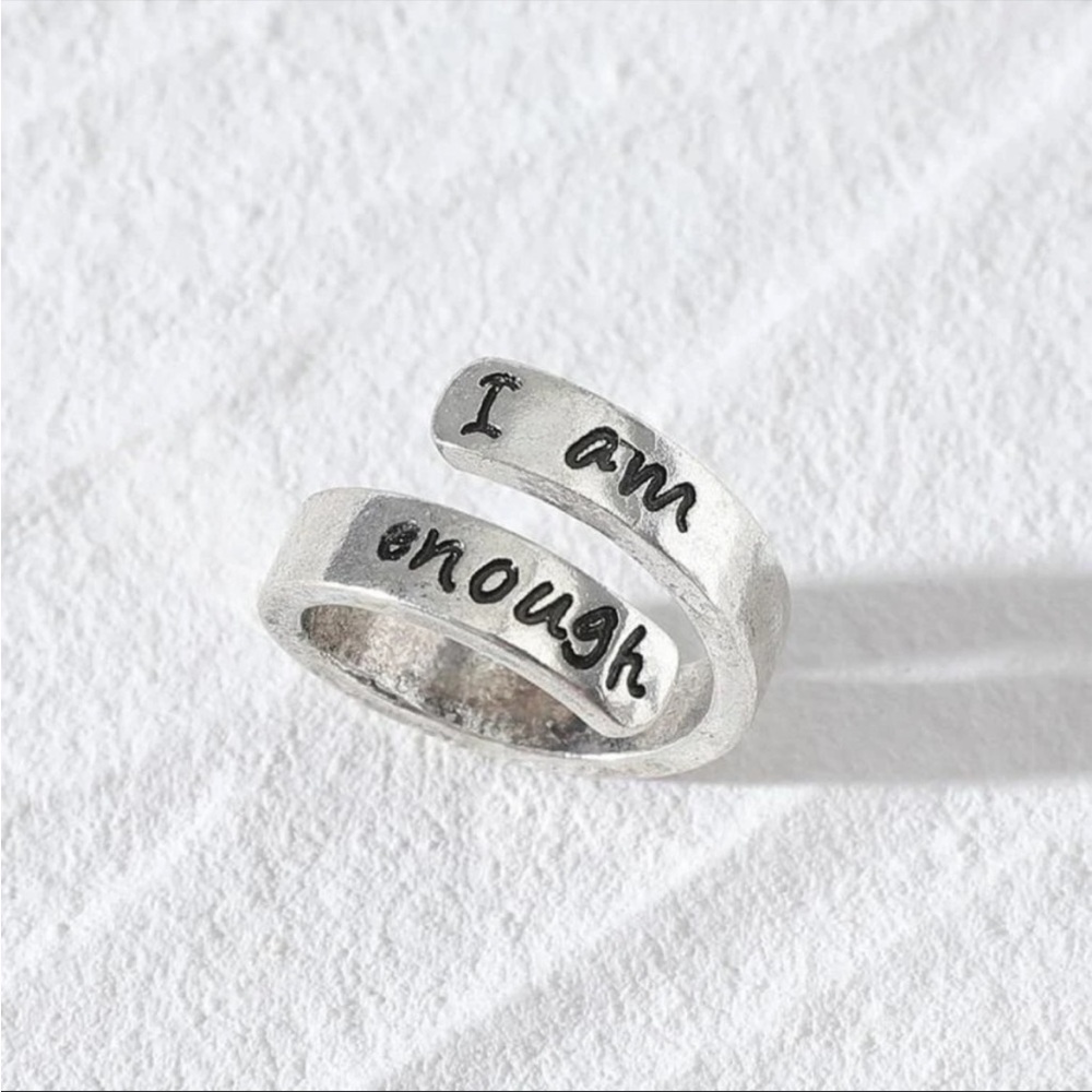 Silver I am enough spiral ring - Picture 3 of 3